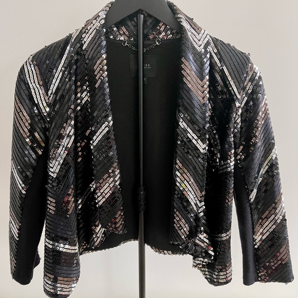 Guess Sequin Embellished Black Silver Gold Jacket